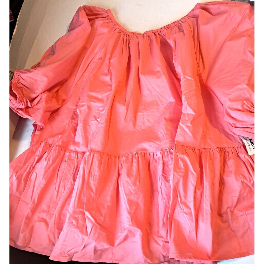 Old Navy Size 4X Blouse Coral Puff Sleeve Cutout Baby Doll Swing Blouse - Picture 10 of 16
